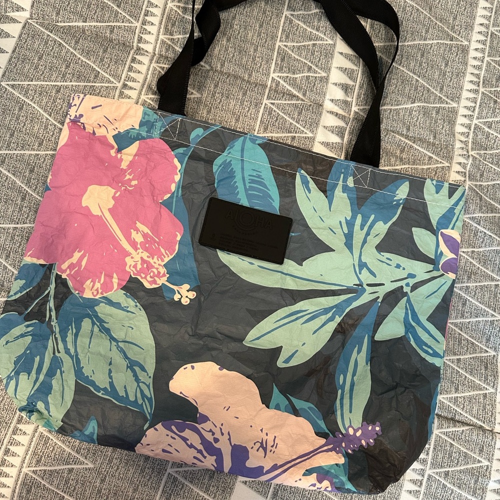 ALOHA Collection Pink and Blue Tropical Tote Bag